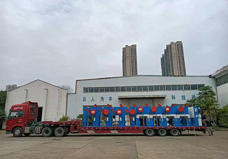 Finished wire drawing equipment loaded for delivery at Jiangyin Nanjing Machinery