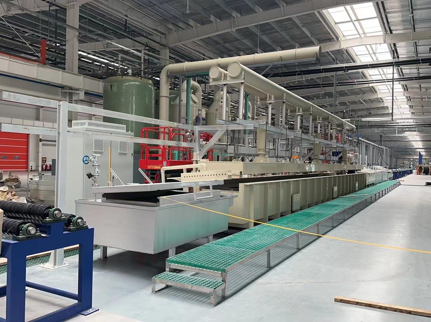 Wire processing production line installed inside the workshop